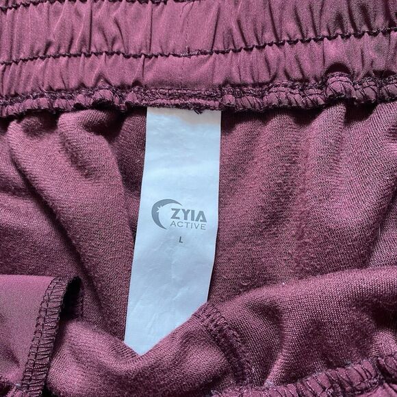 ZYIA Active L Maroon Soft Cozy Fleece Pull-on Joggers Elastic Waist Sweatpants - Picture 8 of 16